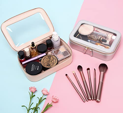 Duolan Clear Makeup Bag Travel Makeup Bag Transparent Cosmetic Case Clear Travel Toiletry Bag For Women (A/Pink-1,M) #TOP5
