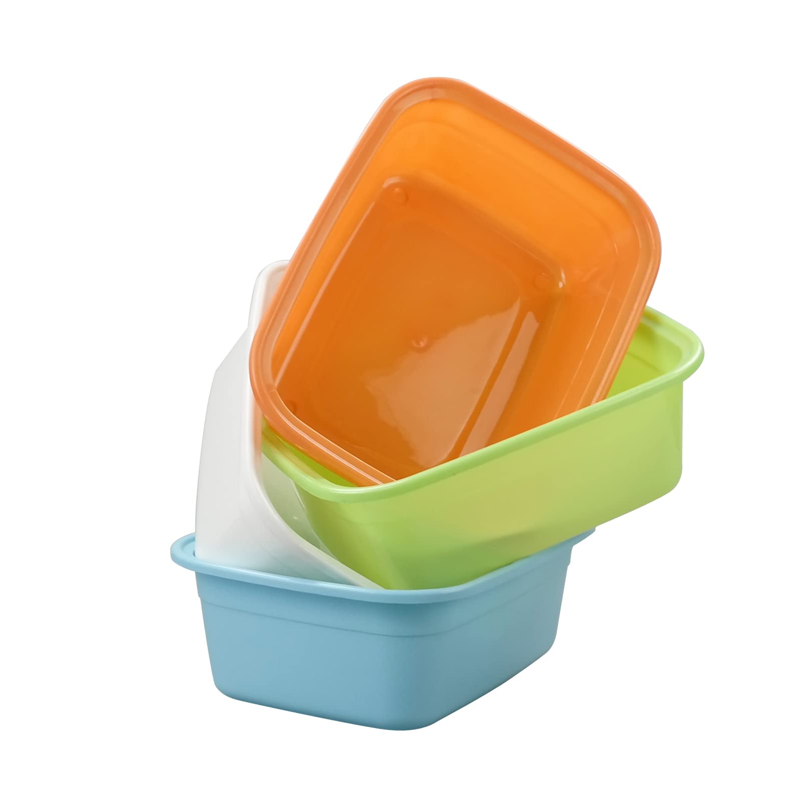 Cuenco de plástico de 12 L, recipiente rectangular para platos, lavabo de colores, 4 paquetes