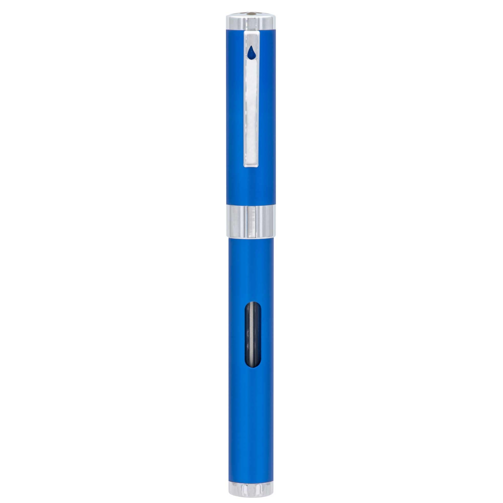 DIPLOMAT NEXUS Füllhalter Edelstahlfeder mit Tintenglas blau/Federstärken: M/Füllfederhalter/Handgefertigt/mit Geschenkbox/Füllhalter Füller Fountain Pen/Farbe: Blau/Chrom, 1 Stück (1er Pack)