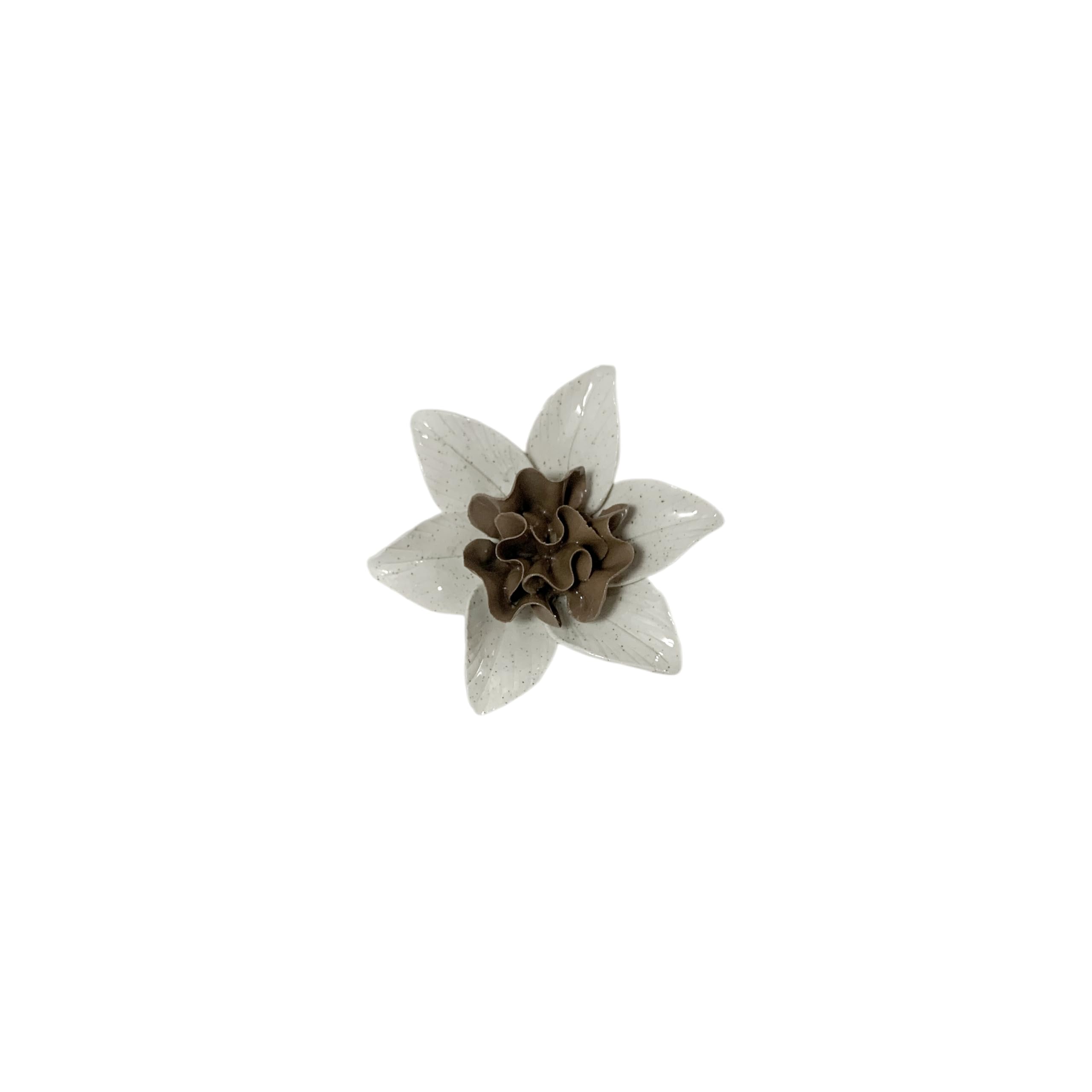 Spotted Color,Gardenia, 3.55",Ceramic Flower Wall Art Decor, Artificial Flower Wall Sculpture,Handmade Ceramic Flowers for Home,Hallway,Living Room, Kitchen,Bathroom