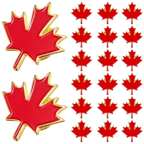 Angoily 20Pcs Canada Pin Kanada Souvenirs Flaggennadeln Kanadische Ahornblatt -Lappel -Pins Metall Maple Blatt Pin Maple Broschen Blattstifte Kanadische Nationale Revers Badge Patriotic