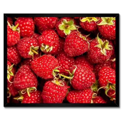Poster framboises mûres décoration murale moderne cadre blanc 50x40 cm H10732M