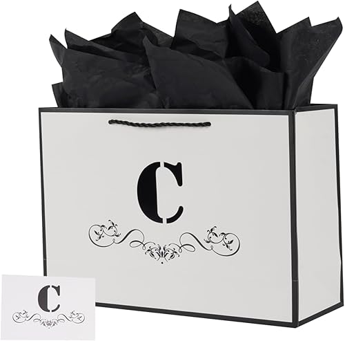 Miniatura 1 de ysmile Bolsa de regalo de letras con papel de envoltura para hombres, mujeres, niños y niñas, bolsa de papel grande de 12 pulgadas para cumpleaños,