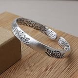 Material: Silber VIROYA 999 Sterling Silber Armreif Damen Retro Ethno Stil Uns Lucky Cloud Open Sterling Silber Armband Wie abgebildet