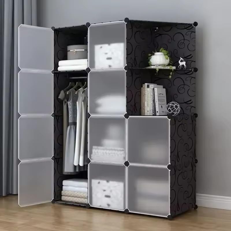 Image of Foldable Plastic Wardrobe for Clothes - Baby Cupboard for Clothes Storage, Wardrobe for Kids, Plastic Almirah, Collapsible Wardrobe for Kids Livingroom & Home (HL1 Black)