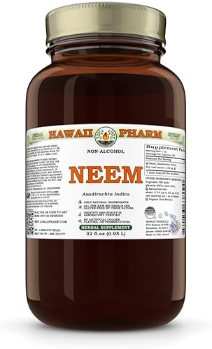 Miniatura 6 de Extracto líquido sin alcohol de Neem, suplemento herbario natural de glicerita de hoja seca de neem orgánico (Azadirachta Indica), Hawaii Pharm, EE.
