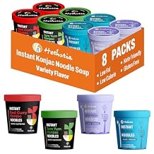 Hethstia Konjac Noodles Cup 8 Variety Pack Shirataki Noodle - Pho, Spicy Tom Yum, Red Curry, Laksa Gluten-Free, Vegan, Keto, Low Carb, Low Calories, Ready-to-Eat & Holiday Gift