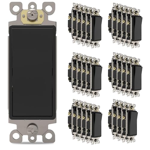 Thunderway 30 Pack 3-Way Decorator Light Switch-Electrical Rocker Paddle Wall Switches, 15 Amp 120V/277V, Self-Grounding, Residential Grade, UL Listed, Matte Black