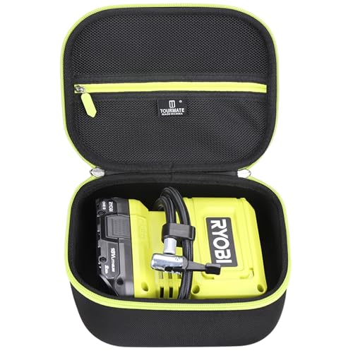 Tourmate Hard Storage Case for Ryobi RPI18-0 High Pressure Compressor Battery - Travel Case for Ryobi 18V ONE+ HIGH Pressure Digital INFLATOR PCL001B(Box for Sale) (Black & Green)