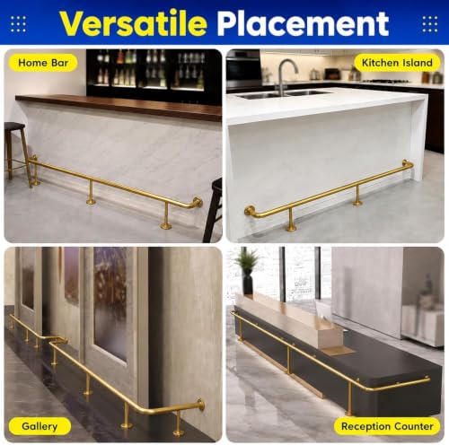 Reposapiés para barra de pie de 150cm en acero inoxidable oro con herrajes 8