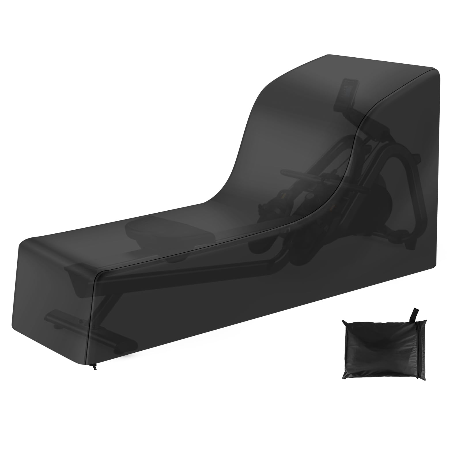 Rowing Machine Cover,Waterproof Foldable 210D Oxford Fabric GYM Equipment Protective Cover with Adjustable Drawstring and Storage Bag for Indoor Outdoor(Black-S)