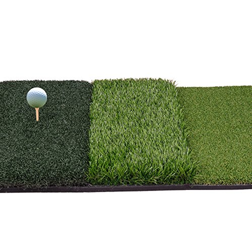 Nova Microdermabrasion Tri-Turf Golf Hitting Grass Mat Portable Golf Driving Chipping Mat Realistic Fairway & Rough w/Rubber Tee Holder for Backyard Outdoor & Indoor Practice (Hitting Mat)
