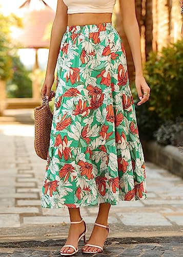 Image of KIRUNDO Maxi Skirts for Women Summer Boho Floral Long Skirt