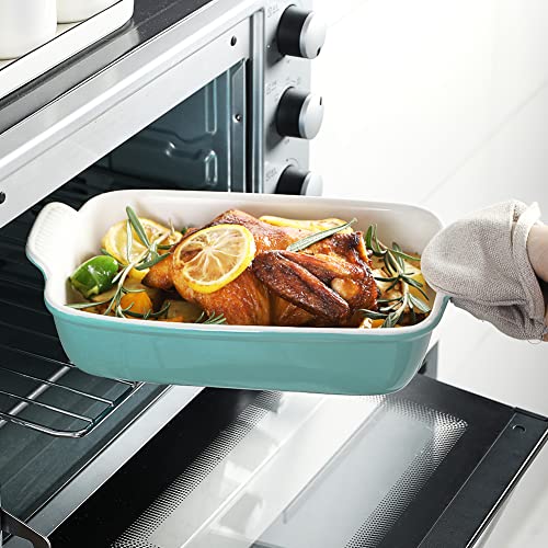 Sweejar Porcelain Baking Dish, Rectangular Bakeware Lasagna Pan, Casserole Dish For Cooking, Cake, Dinner, Kitchen, Banquet And Daily Use, 13 X 9.6 Inch (Turquoise) #TOP2