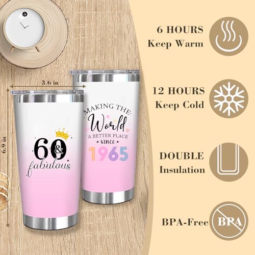 Zyphoria 60Th 1965 Birthday Gifts For Women, 60 Year Old Birthday Fabulous Gifts For Women, Cool 60Th Birthday Canvas Tote Bag Gift For Woman, Turning 60Th Cup Birthday Basket For Her(1965 Vintage) - 5