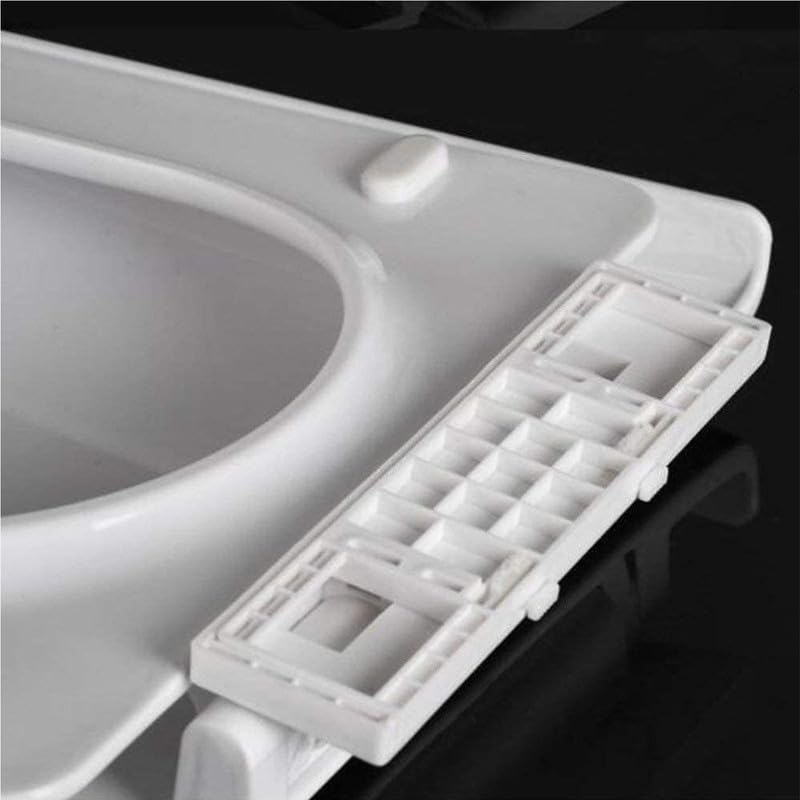 Asiento de Inodoro Universal de Cierre Suave, Tapa WC Cuadrada de PP, Tapa de Inodoro con Bisagras Ajustables y Liberación Rápida para una Fácil Limpieza, Blanco, 04D, 45x36cm