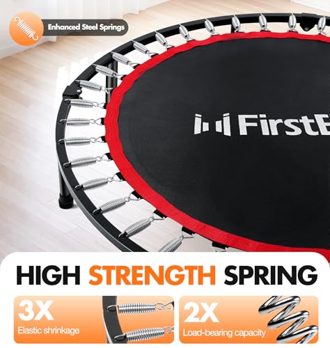 50 Inch Mini Fitness Trampoline for Adults, Foldable Exercise Trampoline with 5 Levels Adjustable Foam Handle, Rebounder Trampoline for Bounce Workout Indoor/Garden Max Load 440lbs