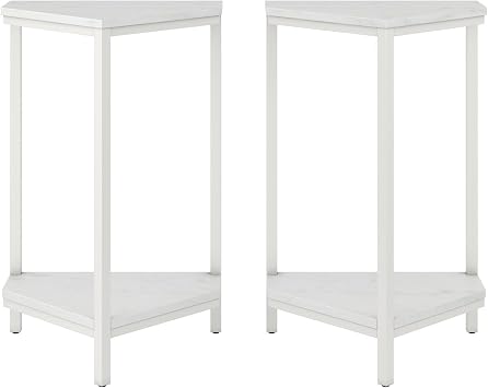 CosmoLiving Scarlett End Table Set, White Marble
