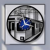  Orologio da parete in vinile a tema tram, orologio da parete con dischi in vinile nero 12 pollici per soggiorno camera da letto(B)