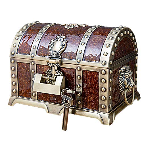 Boîte à bijoux rétro en bois style pirate européen chic HMJGDHX