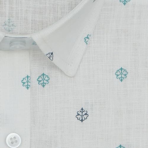 Image of GHPC Cotton Linen Printed Half Sleeves Regular Fit Formal Shirt for Men