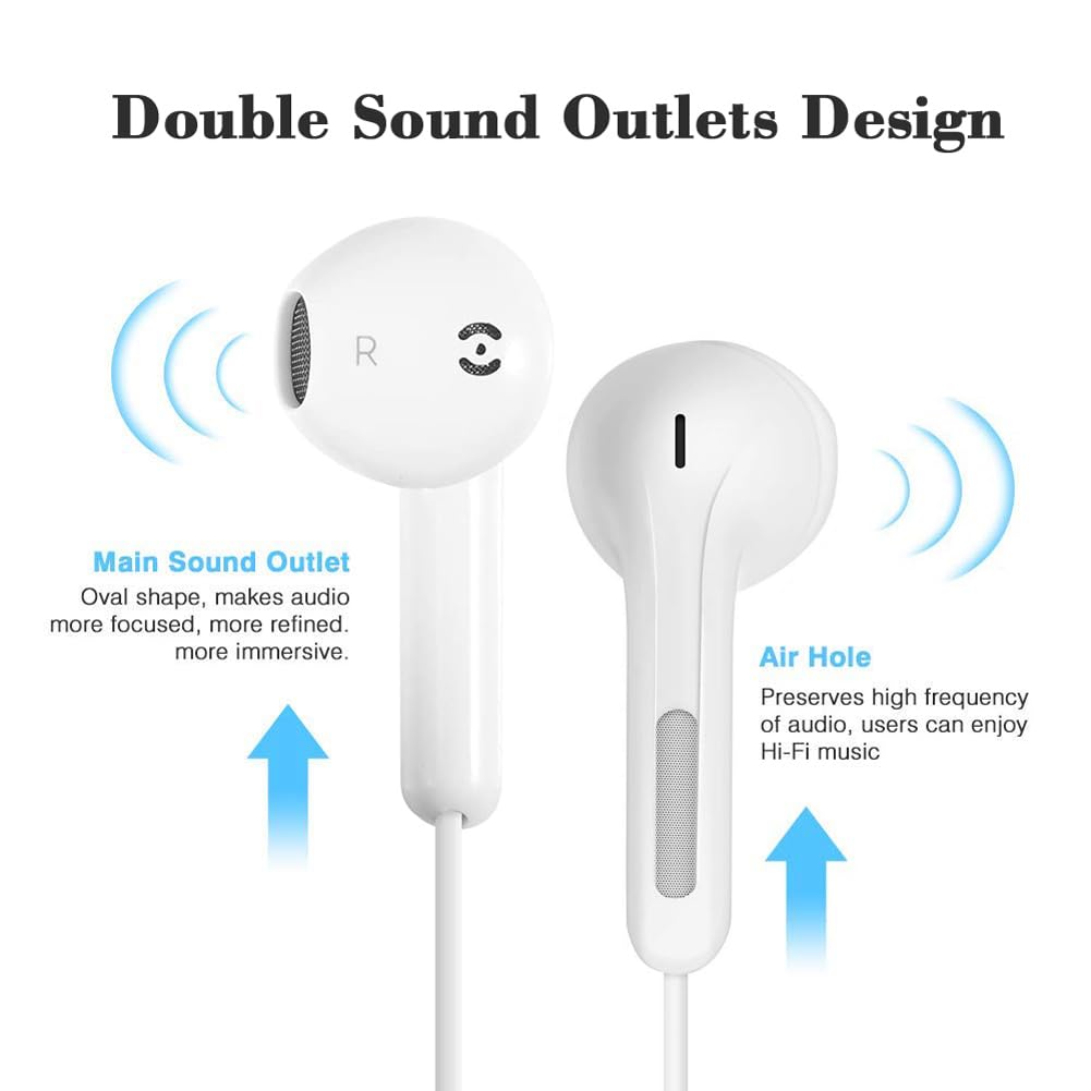 Confezione da 2 auricolari in-ear cablati con jack da 3,5 mm con microfono cablato con isolamento acustico, auricolari plug in ear cablati per telefoni Samsung, Huawei, Android, tablet laptop