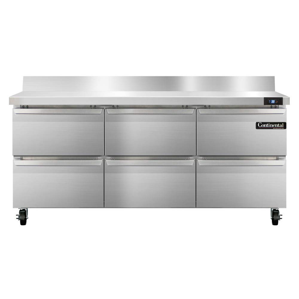 Continental Refrigerator SW72-BS-D Three Section Work Top Refrigerator 72"W by Value Line – 20.6 cubic_feet, Model r290