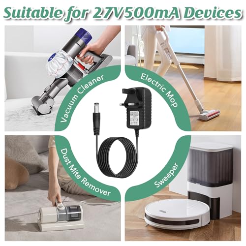 27V 500mA Battery Charger Compatible with Gtech AirRAM MK2 Cordless Vacuum Cleaner Universal Replacement Power Supply Adapter for AirRam MK2 K9 AR01 AR02 AFT001 ATF27 ATF29 ATF40 ATF41 DM001 - Image 5