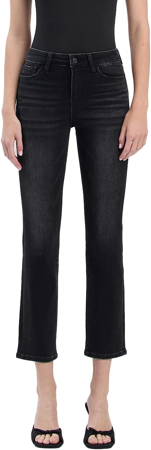 VERVET High Rise Ankle Slim Straight Jeans V3633BK