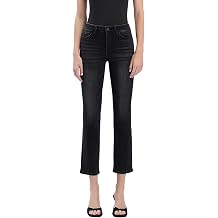 VERVET High Rise Ankle Slim Straight Jeans V3633BK