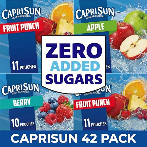 Sugar Free 100% Kids Juice Variety Pack, No Added Sugars, 6 fl. oz. Pouches, 42 Count