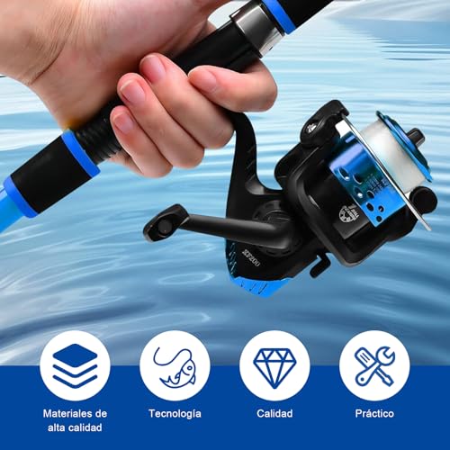 Vakrny Adult Fishing Rod, 1.8 m Fishing Rods, Retractable Carbon Fishing Rod, Includes Fishing Line Kit with Carry Bags, Lightweight Kit Accessories with Spinning Reels