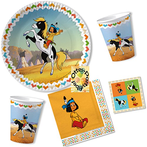 HHO Yakari Party-Set 36tlg. für 8 Kinder : Teller Becher Servietten