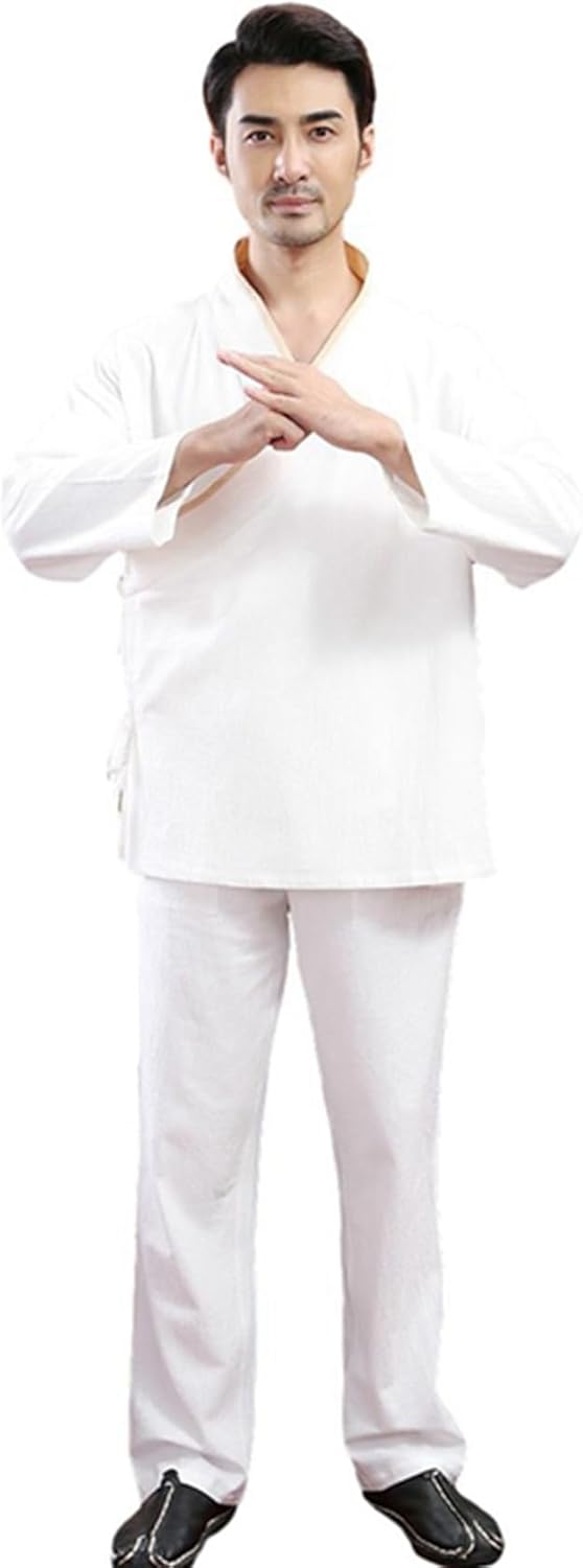 [Taopagii] 上下セット 唐装 長袖 漢服 伝統服 チャイナ風 春夏秋 武術シャツ 通気性 吸汗速乾 汗染み防止 無地 ゆっ