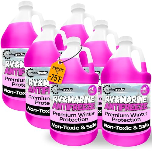 Trade Grade Premium Blend RV Antifreeze for Winterizing – Marine Antifreeze -75°F Freezing Point Protection, 6 Gallon (6-Pack) – Pink Winterizing Fluid for Boats, Pools, Spas, Campers, Vacation Homes