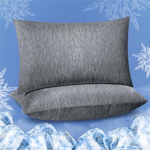 FITTIA Cooling Pillow Cases with Zipper, 2 Pack, Standard Size 20"x26"