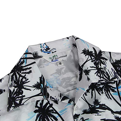 Milankerr Men's Hawaiian Shirt Short Sleeve Casual Button Down Beach Shirt (White, Mkys3039White_M) #TOP3