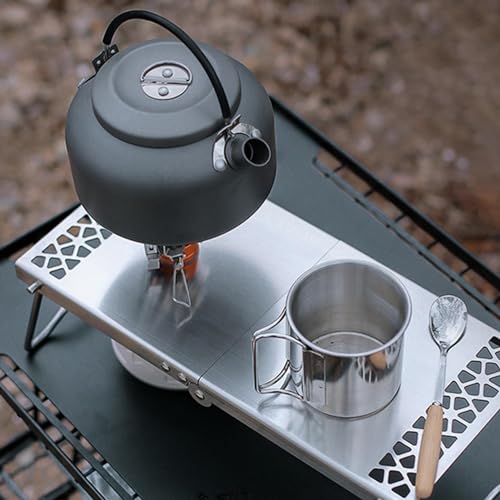 Mesa de acampamento ao ar livre – Mesa dobrável portátil de aço inoxidável para ambientes externos –