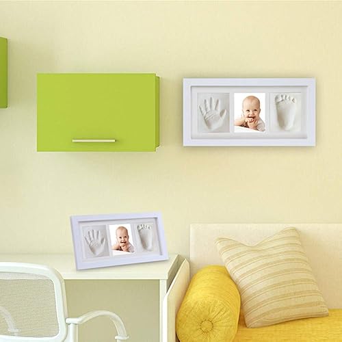 Miniatura 2 de Recuerdo de manos y huellas de bebé, kit de registro de marco de fotos de arcilla no tóxica para montaje en pared y decoración de montaje de
