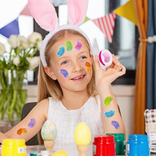 Image of Glitter Jelly Bean Sticker - 1000 Pcs Candy Sparkle Glitter Waterproof Vinyl Reusable Laptop Stickers Coloring Book Scrapbook Water Bottle Page Activity Pad Birthday Party Favors Skateboard