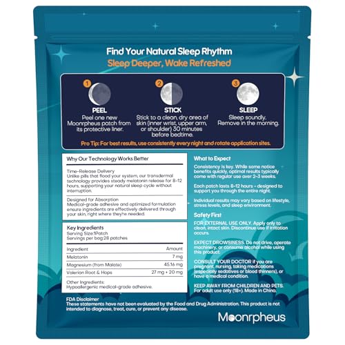 Sleep Patches for Adults Extra Strength | Easy-to-Use Sleep Aids with Melatonin, Lavender & Valerian Root | Fall Asleep Faster & Wake Up Refreshed | All-Night Comfort for Men & Women | 30 Patches
