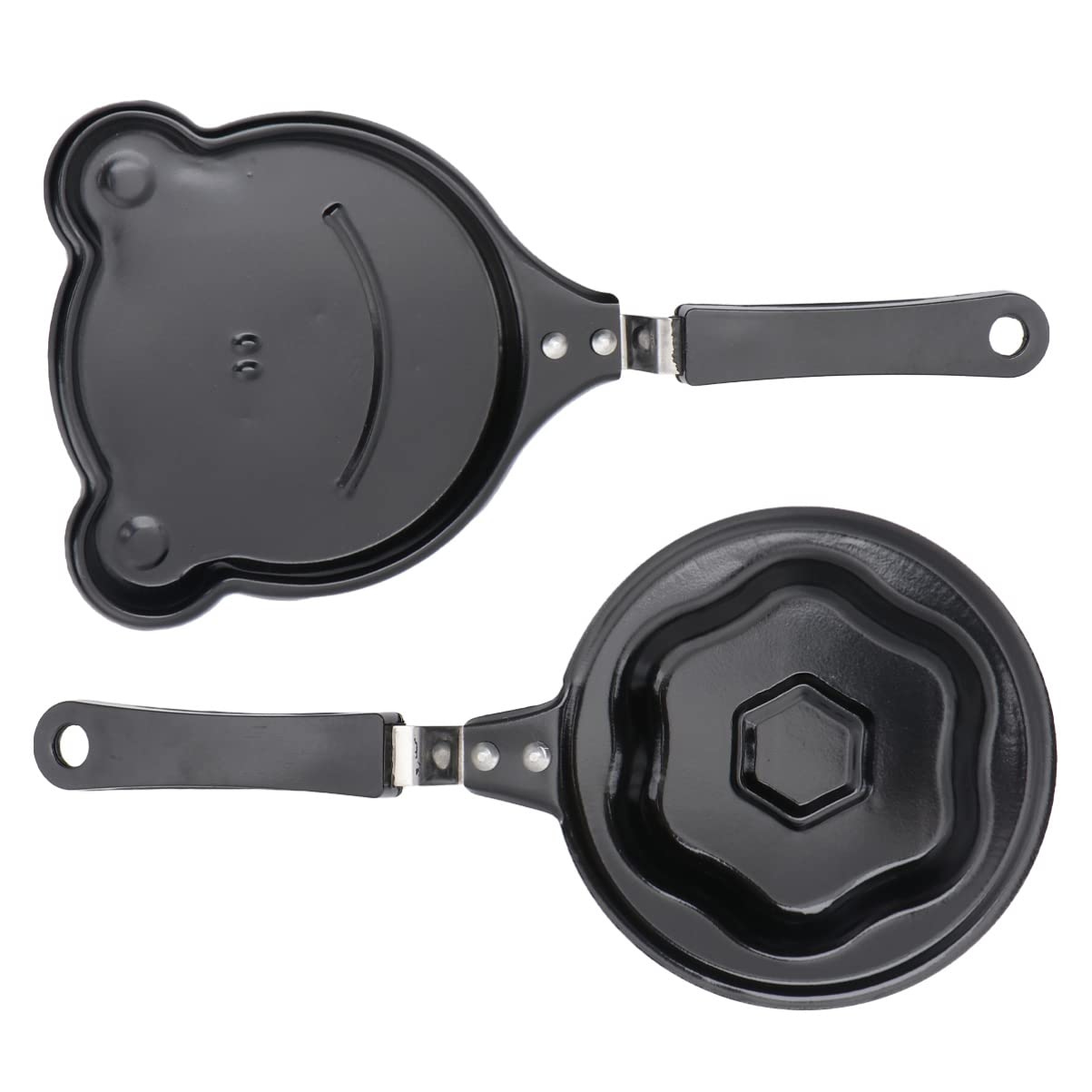 Kichvoe 2 Pcs Egg Frying Pan with Flower Frog Shaped Mini Omelette Pan Pancake Maker Breakfast Maker Cute Nonstick Cooking Cookware