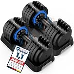 DH FitLife Haltères Réglables 25 kg – 4 à 25 kg – 10 Niveaux de Poids – Haltères Courts avec Disques – Poids Variables 10 en 1 (25KG X 2)