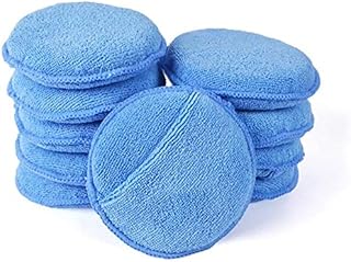 LEOSO Microfiber Wax Applicator, Ultra-Soft Microfiber Wax Applicator Pads with Finger Pocket Wax Applicator for Cars Wax Applicator Foam Sponge (Blue5 Diameter, Pack of 10)