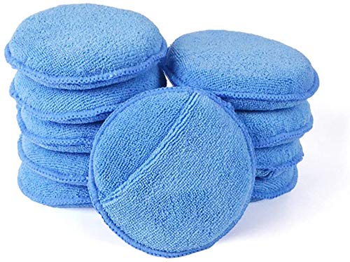 Leoso Microfiber Wax Applicator, Ultra-Soft Microfiber Wax Applicator Pads With Finger Pocket Wax Applicator For Cars Wax Applicator Foam Sponge (Blue5 Diameter, Pack Of 10) #TOP1
