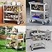 MZZKFC Garage/Hotel 3-Tier Tool Storage Cart, Stainless Steel Rolling Tool Trolley with Handle & 4 Wheels, Tool Cart for Cleaning Tools/Art Supplies/Snacks