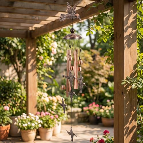 Carillons éoliens d'oiseaux extérieur carillon vent bronze colibri - 6