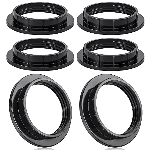 6 Pack Black Lampshade Reducer Rings, E27 Lamp Shade Adaptor Rings for Light Fixture