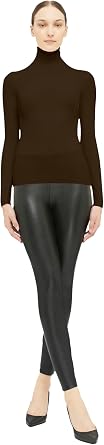 Wolford Merino Fine Rib Top Long Sleeve for Women Roll-Neck Top, Slim Fit Pullover Ribbed Knit Soft Washable Wool Sweater