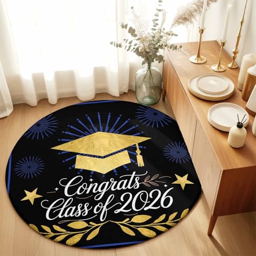 Round Area Rug 5', 2026 Graduation Washable Area Rugs for